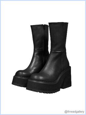 Women's Platform Ankle Boots Chunky Heel Gothic Punk Booties